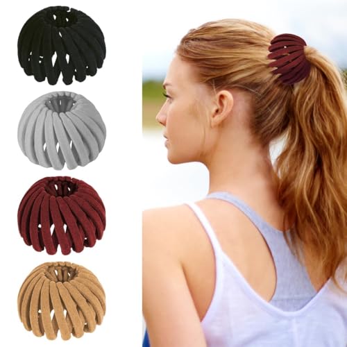 Youning Vogelnest Haarspange Damen Mädchen Haarspangen Pferdeschwanz Halter Vintage Samt Haarklammer Haar Accessoires Erweiterbarer Haarknoten Maker Haarknoten Clip für Dünnes Dickes Haar (4PCS A) von Youning