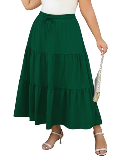 Younrui Langer Maxirock für Damen, Übergröße, 1 x 4 x elastische Taille, Kordelzug, knisternde, fließende A-Linien-Röcke mit Taschen, Grün , 3XL Mehr Younrui Langer Maxirock für Damen, Übergröße, 1 x 4 x elastische Taille, Kordelzug, knisternde, fließende A-Linien-Röcke mit Taschen, Grün , 3XL Mehr von Younrui
