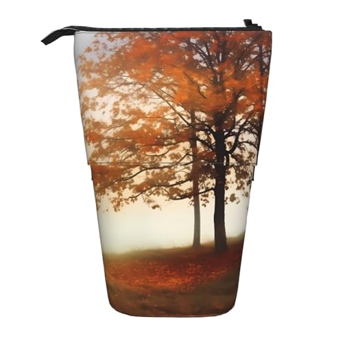 Autumn a Lonely Tree Print Stehendes Federmäppchen Große Kapazität Federmäppchen Niedliche Teleskop-Bleistifttasche für Damen und Herren, Schwarz , Einheitsgröße, Reisetasche von YoupO