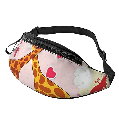 Bauchtasche für Damen und Herren, Motiv: Giraffe, Herz, Blume, Schmetterling, modische Hüfttasche für Wandern, Laufen, Reisen, Schwarz , Einheitsgröße, Reise-Kleidersack von YoupO