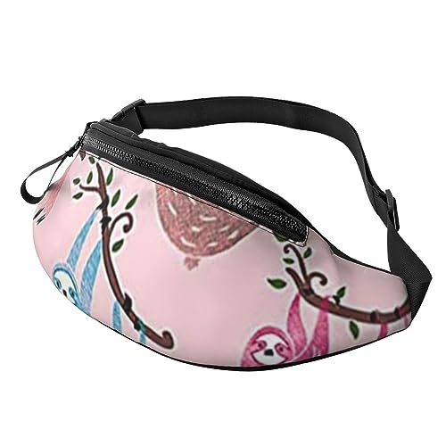 Bauchtasche für Damen und Herren, Motiv: freches Faultier, modische Hüfttasche, Crossbody-Bauchtaschen zum Wandern, Laufen, Reisen, Schwarz , Einheitsgröße, Reise-Kleidersack von YoupO