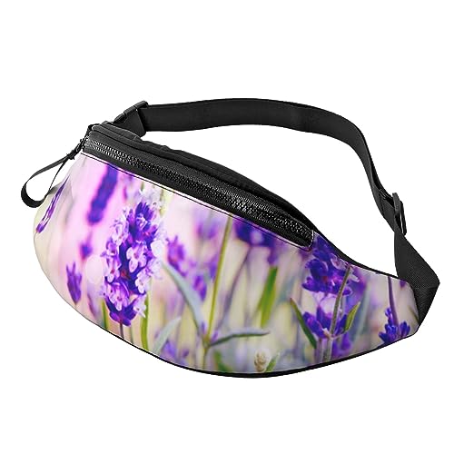 Bauchtasche mit Lavendelblüte für Damen und Herren, modische Hüfttasche, Crossbody-Bauchtaschen für Wandern, Laufen, Reisen, Schwarz , Einheitsgröße, Reise-Kleidersack von YoupO