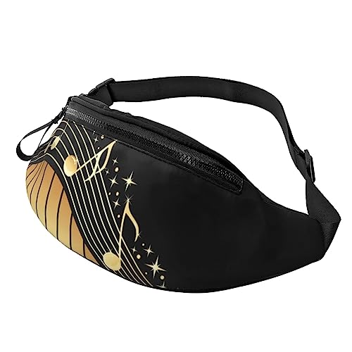 Bauchtasche mit Musik für Damen und Herren, modische Hüfttasche, Crossbody-Bauchtaschen für Wandern, Laufen, Reisen, Hüfttasche, Schwarz , Einheitsgröße, Reise-Kleidersack von YoupO