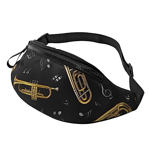 Bauchtasche mit Musikinstrumenten für Damen und Herren, modische Hüfttasche, Crossbody-Bauchtaschen für Wandern, Laufen, Reisen, Hüfttasche, Schwarz , Einheitsgröße, Reise-Kleidersack von YoupO