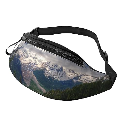 Berge Landschaft Fanny Pack für Damen Herren Mode Hüfttasche Crossbody Bauchtaschen für Wandern Laufen Reisen Hüfttasche, Schwarz , Einheitsgröße, Reise-Kleidersack von YoupO