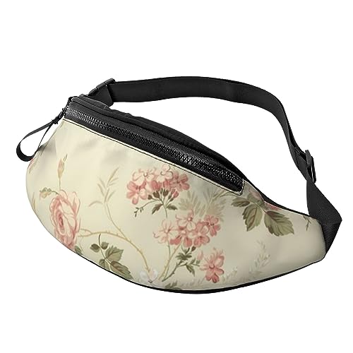 Dekorative Bauchtasche mit Blumen für Damen und Herren, modische Hüfttasche, Crossbody-Bauchtaschen für Wandern, Laufen, Reisen, Hüfttasche, Schwarz , Einheitsgröße, Reise-Kleidersack von YoupO