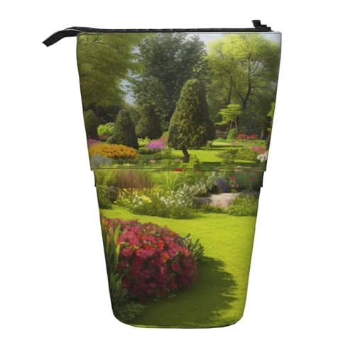 Federtasche mit Frühlingsgarten-Druck, Stehendes Federmäppchen, großes Fassungsvermögen, niedliches Teleskop-Federmäppchen für Damen und Herren, Schwarz , Einheitsgröße, Reisetasche von YoupO