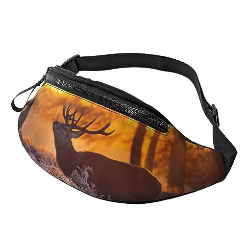 Forest Two Deers Bauchtasche für Damen und Herren, modische Hüfttasche, Crossbody-Bauchtaschen zum Wandern, Laufen, Reisen, Schwarz , Einheitsgröße, Reise-Kleidersack von YoupO