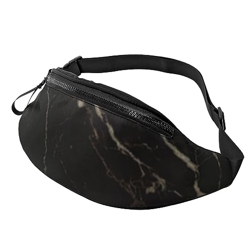 Gold Schwarz Marmor Fanny Pack für Damen Herren Mode Taille Pack Crossbody Bauchtaschen für Wandern Laufen Reisen Hüfttasche, Schwarz , Einheitsgröße, Reise-Kleidersack von YoupO