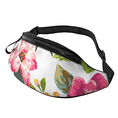 Hibiskus Blumen Bauchtasche für Damen Herren Mode Hüfttasche Crossbody Bauchtaschen für Wandern Laufen Reisen Hüfttasche, Schwarz , Einheitsgröße, Reise-Kleidersack von YoupO