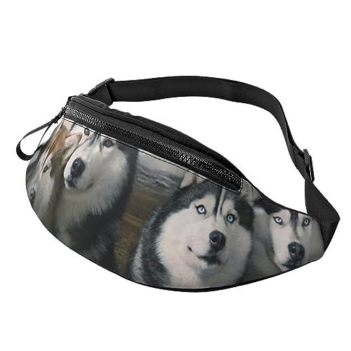 Husky Dogs Bauchtasche für Damen und Herren, modische Hüfttasche, Crossbody-Bauchtaschen für Wandern, Laufen, Reisen, Schwarz , Einheitsgröße, Reise-Kleidersack von YoupO