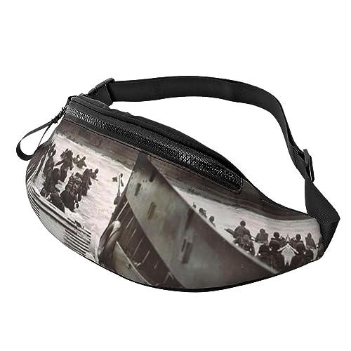 Landing Normandy Bauchtasche für Damen und Herren, modische Hüfttasche, Crossbody-Bauchtaschen für Wandern, Laufen, Reisen, Hüfttasche, Schwarz , Einheitsgröße, Reise-Kleidersack von YoupO