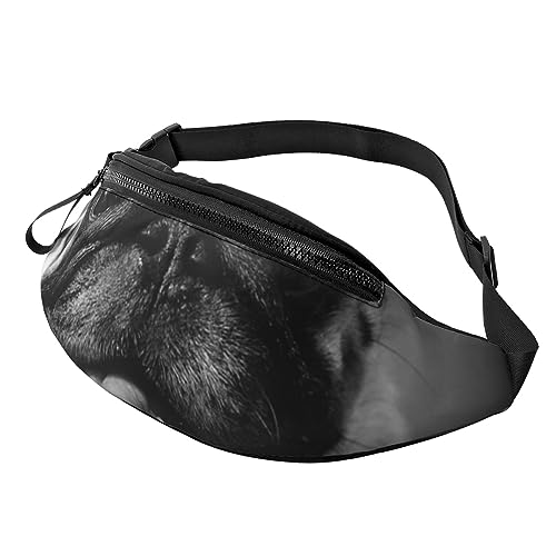 Lustige Bauchtasche mit Mops-Welpe für Damen und Herren, modische Hüfttasche, Crossbody-Bauchtaschen zum Wandern, Laufen, Reisen, Schwarz , Einheitsgröße, Reise-Kleidersack von YoupO