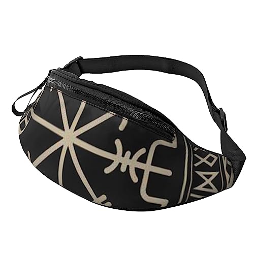 Magical Design Norse Runes Compass Fanny Pack für Damen Herren Mode Hüfttasche Crossbody Bauchtaschen für Wandern Laufen Reisen Hüfttasche, Schwarz , Einheitsgröße, Reise-Kleidersack von YoupO