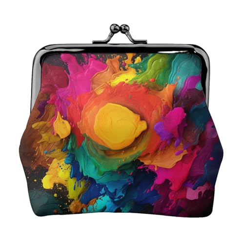 Münzgeldbörse, kleine Geldbörse aus PU-Leder, Farbdruck, Kiss-Lock-Münzgeldbörse mit Verschluss, Schwarz , Einheitsgröße, Münzgeldbörse von YoupO