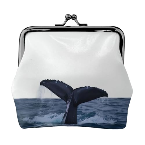 Münzgeldbörse, kleine Geldbörse aus PU-Leder, Walschwanz im Meer, bedruckt, Kiss-Lock-Münzgeldbörse mit Verschluss, Schwarz , Einheitsgröße, Münzgeldbörse von YoupO
