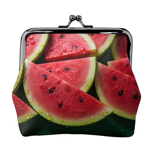 Münzgeldbörse, kleine Geldbörse aus PU-Leder, Wassermelone, schön bedruckt, Kiss-Lock-Münzgeldbörse mit Verschluss, Schwarz , Einheitsgröße, Münzgeldbörse von YoupO