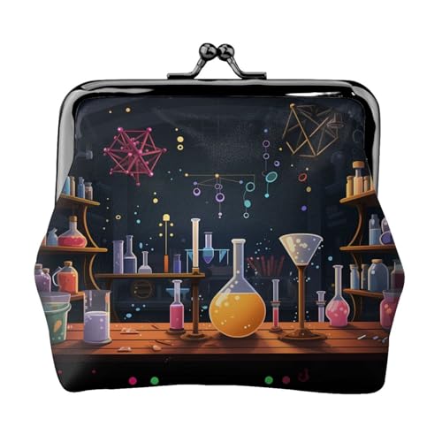 Münzgeldbörse, kleine Geldbörse aus PU-Leder, Wissenschaftsparty, bedruckt, Kiss-Lock-Münzgeldbörse mit Verschluss, Schwarz , Einheitsgröße, Münzgeldbörse von YoupO