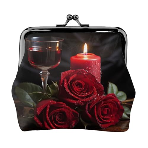 Münzgeldbörse, kleine Geldbörse aus PU-Leder, rote Rose und Kerze, bedruckt, Kiss-Lock-Münzgeldbörse mit Verschluss, Schwarz , Einheitsgröße, Münzgeldbörse Münzgeldbörse, kleine Geldbörse aus PU-Leder, rote Rose und Kerze, bedruckt, Kiss-Lock-Münzgeldbörse mit Verschluss, Schwarz , Einheitsgröße, Münzgeldbörse von YoupO