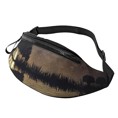 Night Lake Guitar Fanny Pack for Women Men Fashion Waist Pack Crossbody Bum Bags for Hiking Running Travel Waist Bag, Schwarz , Einheitsgröße, Reise-Kleidersack von YoupO