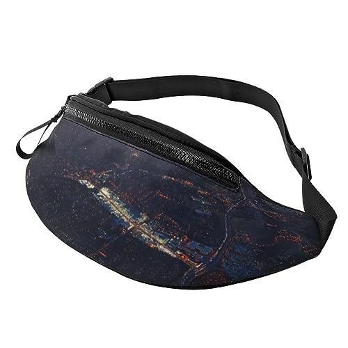 Night View Bauchtasche für Damen und Herren, modische Hüfttasche, Crossbody-Bauchtaschen für Wandern, Laufen, Reisen, Hüfttasche, Schwarz , Einheitsgröße, Reise-Kleidersack von YoupO