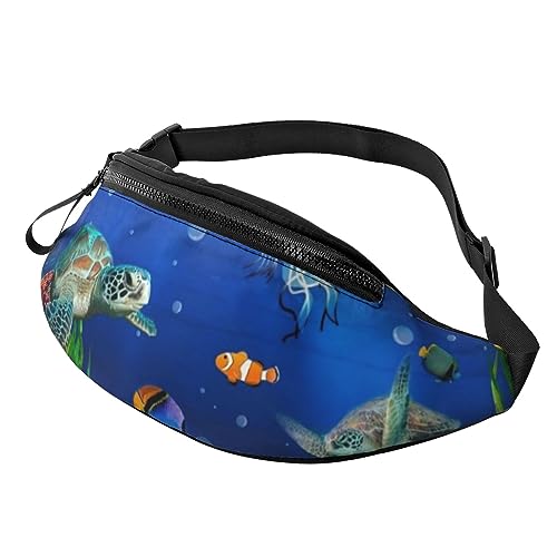 Ocean Tropical Fish Fanny Pack for Women Men Fashion Waist Pack Crossbody Bum Bags for Hiking Running Travel Waist Bag, Schwarz , Einheitsgröße, Reise-Kleidersack von YoupO