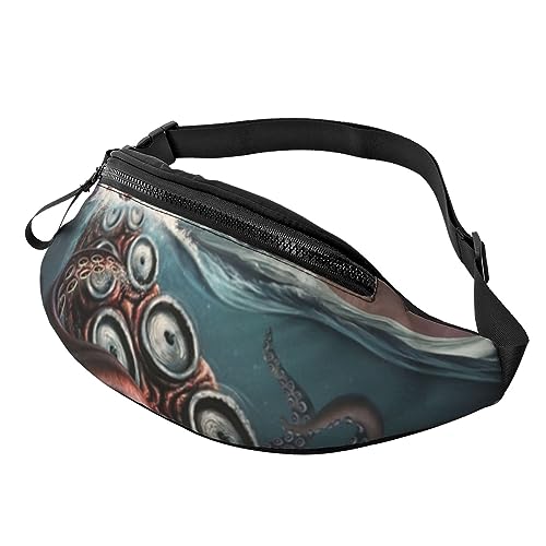 Octopus Monster Bauchtasche für Damen Herren Mode Hüfttasche Crossbody Bauchtaschen für Wandern Laufen Reisen Hüfttasche, Schwarz , Einheitsgröße, Reise-Kleidersack von YoupO