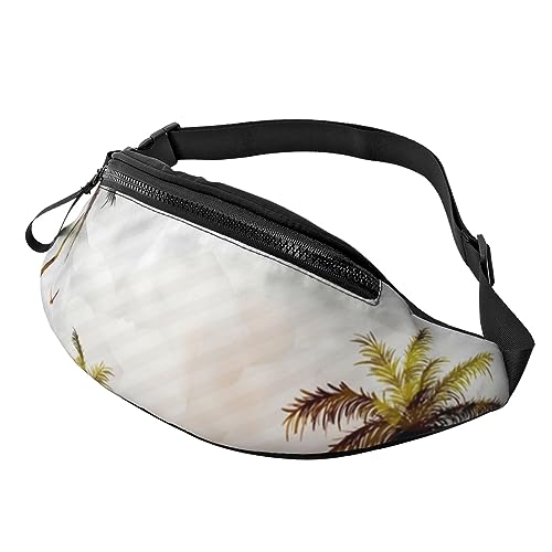 Palm Trees Ocean Waves Sunset Fanny Pack for Women Men Fashion Waist Pack Crossbody Bum Bags for Hiking Running Travel Waist Bag, Schwarz , Einheitsgröße, Reise-Kleidersack von YoupO