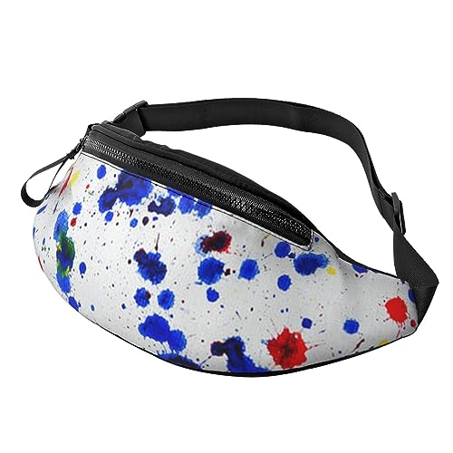 Primary Splatter Painting Fanny Pack for Women Men Fashion Waist Pack Crossbody Bum Bags for Hiking Running Travel Waist Bag, Schwarz , Einheitsgröße, Reise-Kleidersack von YoupO