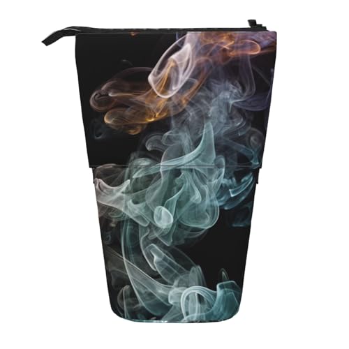 Psychedelic Smoke Print Stehendes Federmäppchen Große Kapazität Federmäppchen Niedliche Teleskop-Bleistifttasche für Damen und Herren, Schwarz , Einheitsgröße, Reisetasche von YoupO