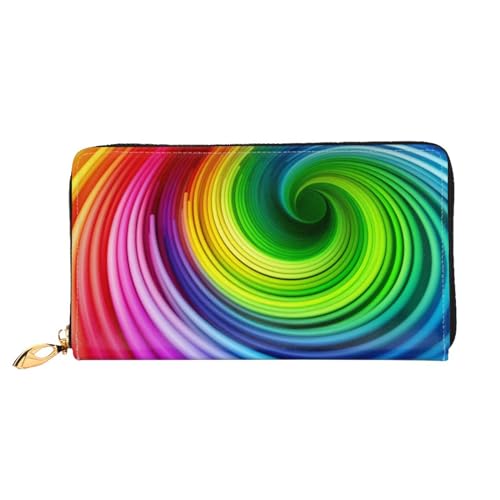 Rainbow Spiral Geldbörse für Frauen Leder Geldbörse mit Reißverschluss Münztaschen Mode Handtasche Tasche, Schwarz , Einheitsgröße von YoupO