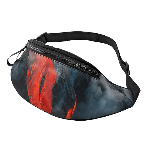 Red Hot Lava from Kilauea Volcano Fanny Pack for Women Men Fashion Waist Pack Crossbody Bum Bags for Hiking Running Travel Waist Bag, Schwarz , Einheitsgröße, Reise-Kleidersack von YoupO