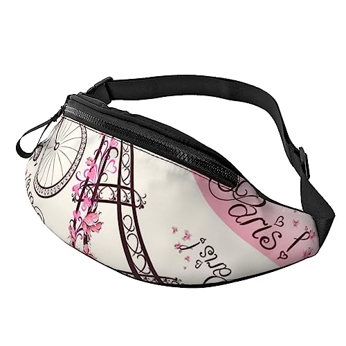 Romantische Paris Eiffelturm Bycicle Fanny Pack für Damen Herren Mode Hüfttasche Crossbody Bauchtaschen für Wandern Laufen Reisen Hüfttasche, Schwarz , Einheitsgröße, Reise-Kleidersack von YoupO