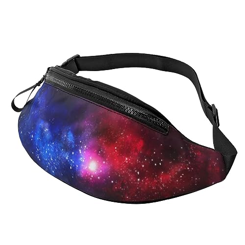 Rot Blau Galaxy Bauchtasche für Damen Herren Mode Hüfttasche Crossbody Bauchtaschen für Wandern Laufen Reisen Hüfttasche, Schwarz , Einheitsgröße, Reise-Kleidersack von YoupO