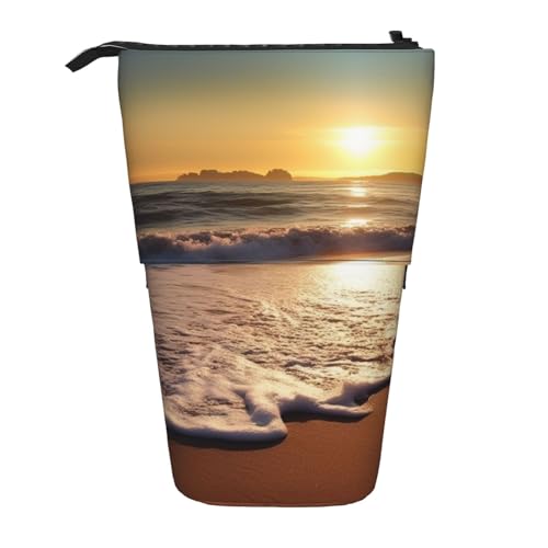 Sea Sunset in Olympic Park Coast Print Standing Pencil Case Large Capacity Pencil Pouch Cute Telescopic Pencil Bag for Women Men, Schwarz , Einheitsgröße, Reisetasche von YoupO