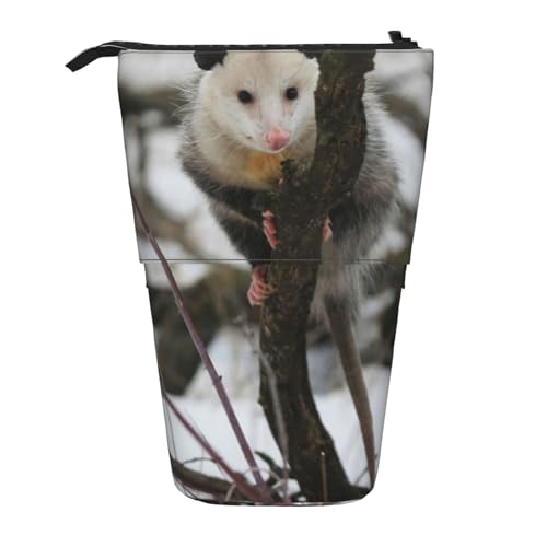 Teleskop Federmäppchen Bleistifthalter für Büro Stehender Bleistifthalter Pop up Bleistift Tasche Opossum in Schnee Stift Tasche Box Schreibwaren Organizer Box für Arbeit, Schwarz , Einheitsgröße, von YoupO