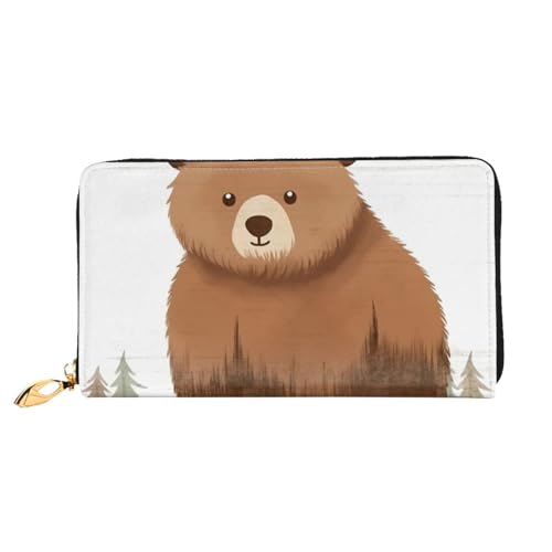 YoupO Animal Bear2 Geldbörse für Damen, Ledergeldbörse mit Reißverschluss, Münztaschen, modische Handtasche, Schwarz , Einheitsgröße von YoupO