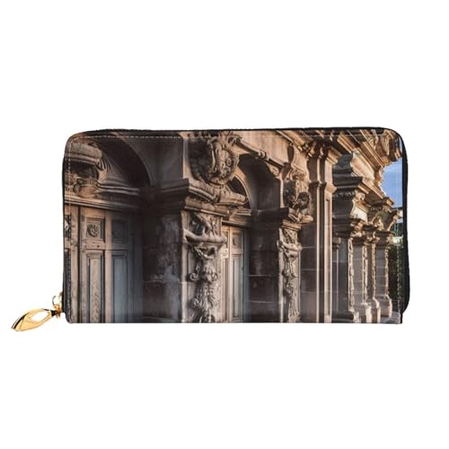 YoupO Architectural Elements Geldbörse für Frauen Leder Geldbörse mit Reißverschluss Münztaschen Mode Handtasche Tasche, Schwarz , Einheitsgröße von YoupO