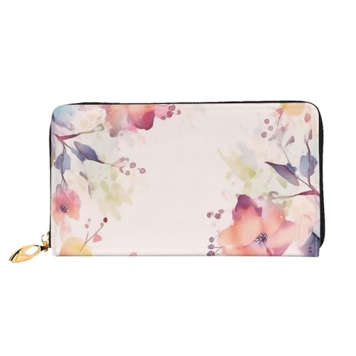 YoupO Blume Aquarell Geldbörse für Frauen Leder Geldbörse mit Reißverschluss Münztaschen Mode Handtasche Tasche, Schwarz , Einheitsgröße von YoupO