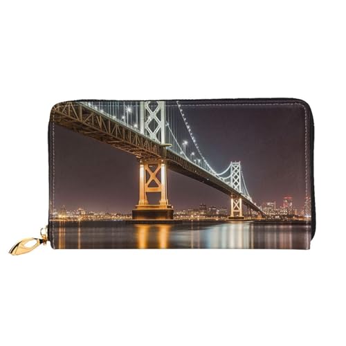 YoupO Bridge Skyline Geldbörse für Frauen Leder Geldbörse mit Reißverschluss Münztaschen Mode Handtasche Tasche, Schwarz , Einheitsgröße von YoupO