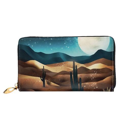 YoupO Desert Night Geldbörse für Frauen Leder Geldbörse mit Reißverschluss Münztaschen Mode Handtasche Tasche, Schwarz , Einheitsgröße von YoupO