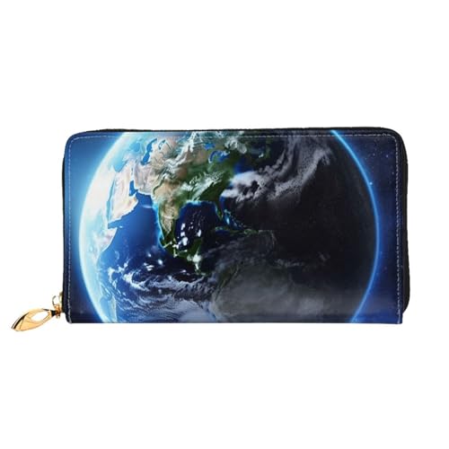 YoupO Earth and Space Geldbörse für Frauen Leder Geldbörse mit Reißverschluss Münztaschen Mode Handtasche Tasche, Schwarz , Einheitsgröße von YoupO