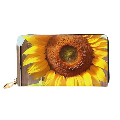 YoupO Farm Sonnenblume Geldbörse für Frauen Leder Geldbörse mit Reißverschluss Münztaschen Mode Handtasche Tasche, Schwarz , Einheitsgröße von YoupO