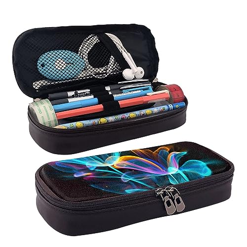 YoupO Federmäppchen Stifttasche für Frauen Stifteetui Organizer Federmäppchen für Büro Zuhause Neon Blumen, Schwarz , Einheitsgröße, Taschen-Organizer von YoupO