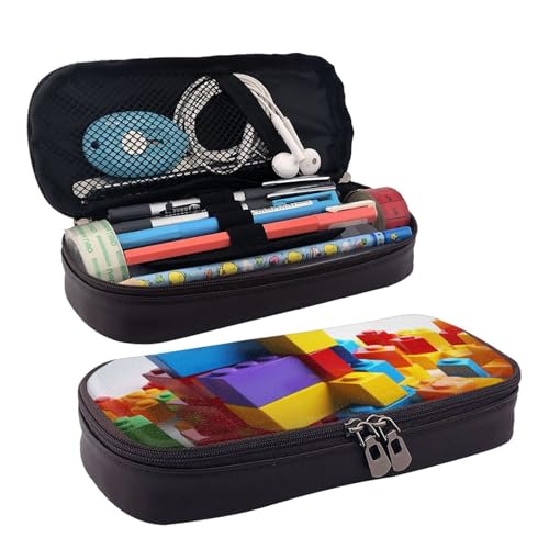 YoupO Federmäppchen Stifttasche für Frauen Stiftetui Organizer Federmäppchen für Büro Zuhause Bunte Bausteine, Schwarz , Einheitsgröße, Taschen-Organizer von YoupO