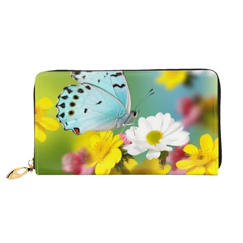 YoupO Frühling Schmetterling Geldbörse für Frauen Leder Geldbörse mit Reißverschluss Münztaschen Mode Handtasche Tasche, Schwarz , Einheitsgröße von YoupO