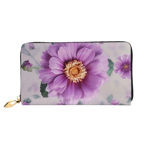 YoupO Lila Rosa Blume Geldbörse für Frauen Leder Geldbörse mit Reißverschluss Münztaschen Mode Handtasche Tasche, Schwarz , Einheitsgröße von YoupO