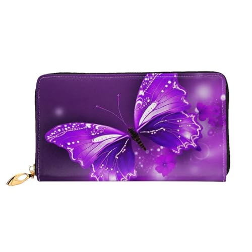YoupO Lila Schmetterling Geldbörse für Frauen Leder Geldbörse mit Reißverschluss Münztaschen Mode Handtasche Tasche, Schwarz , Einheitsgröße von YoupO