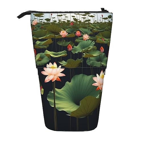 YoupO Lotus Pond Pencil Holder Teleskop Stifteetui Schreibwaren Stifthalter für Frauen Männer Studenten Erwachsene Schule Büro, Lotusteich, Einheitsgröße, Münzbeutel von YoupO