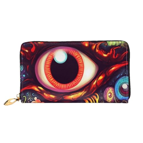 YoupO Monster Eyes Geldbörse für Damen, Leder, Geldbörse mit Reißverschluss, Münztaschen, modische Handtasche, Schwarz , Einheitsgröße von YoupO